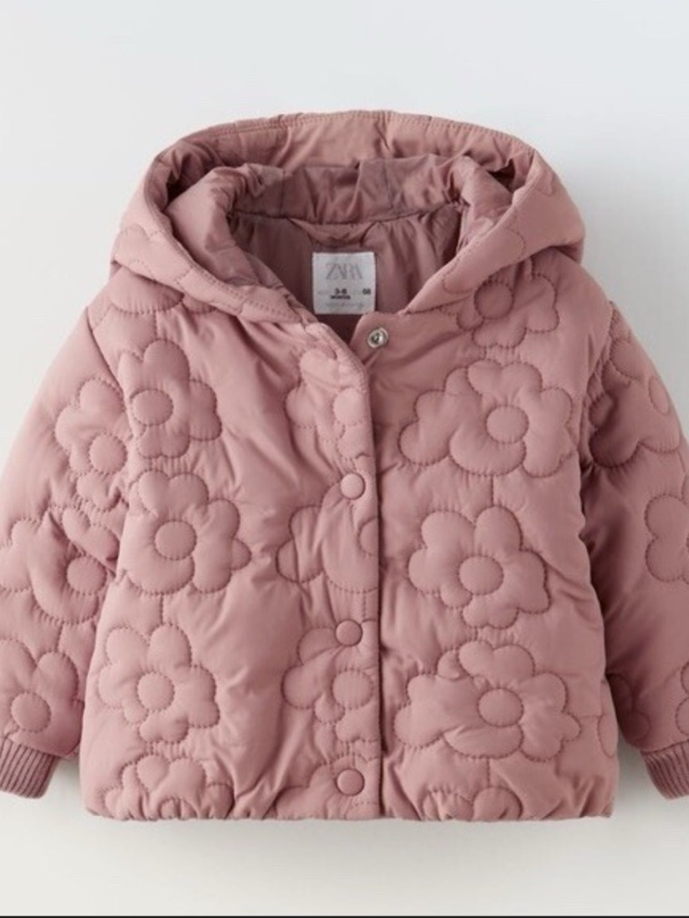 Zara Mauve Quilted Hooded Puffer Jacket